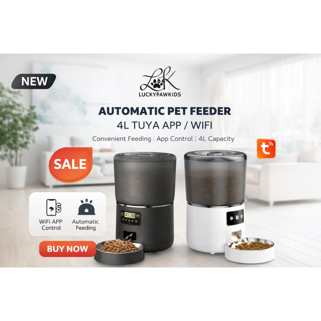 สัตว์เลี้ยงอัตโนมัติ Cat, เครื่องป้อนสุนัข 4L Tuya APP ระยะไกล WIFI สมาร์ทเครื่องป้อนสัตว์เลี้ยงกระจ