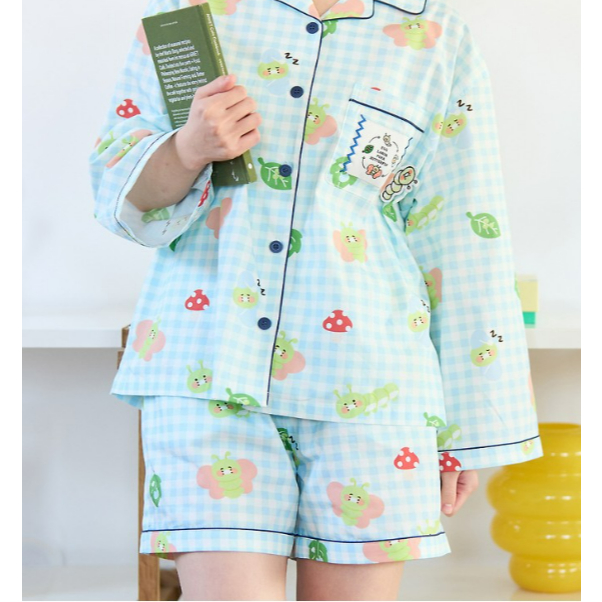 ชุดนอนผ้าฝ้ายผู้หญิง Choonsik Caterpillar คอลเลคชั่นใหม่จาก Kakao Friends 🇰🇷