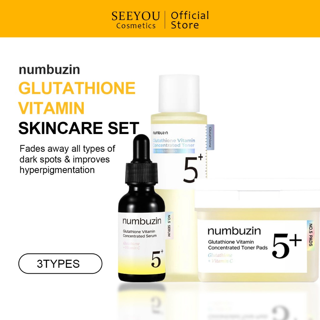 numbuzin Super Glutathione Combo - no5+ Vitamin Serum + no5+ Concentrated Pad ชา