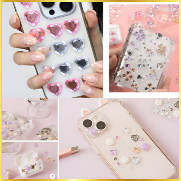 [Daiso Korea] Gem Sticker Sparkle Deco Stickers for Phone Case Diary AirPods