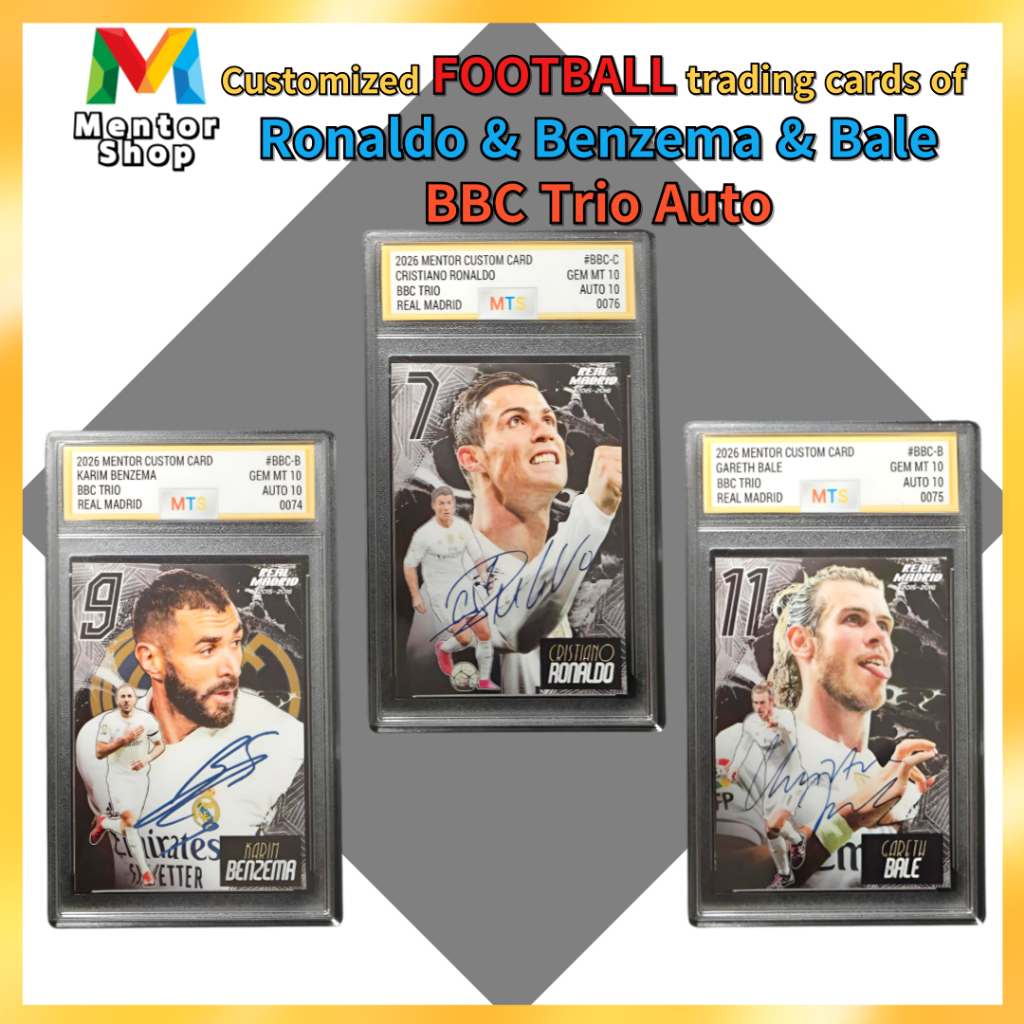 [ร้านเมนเตอร์] ✨ Ronaldo Benzema Bale BBC Trio Custom Facsimile Signature Card Real Madrid Football 