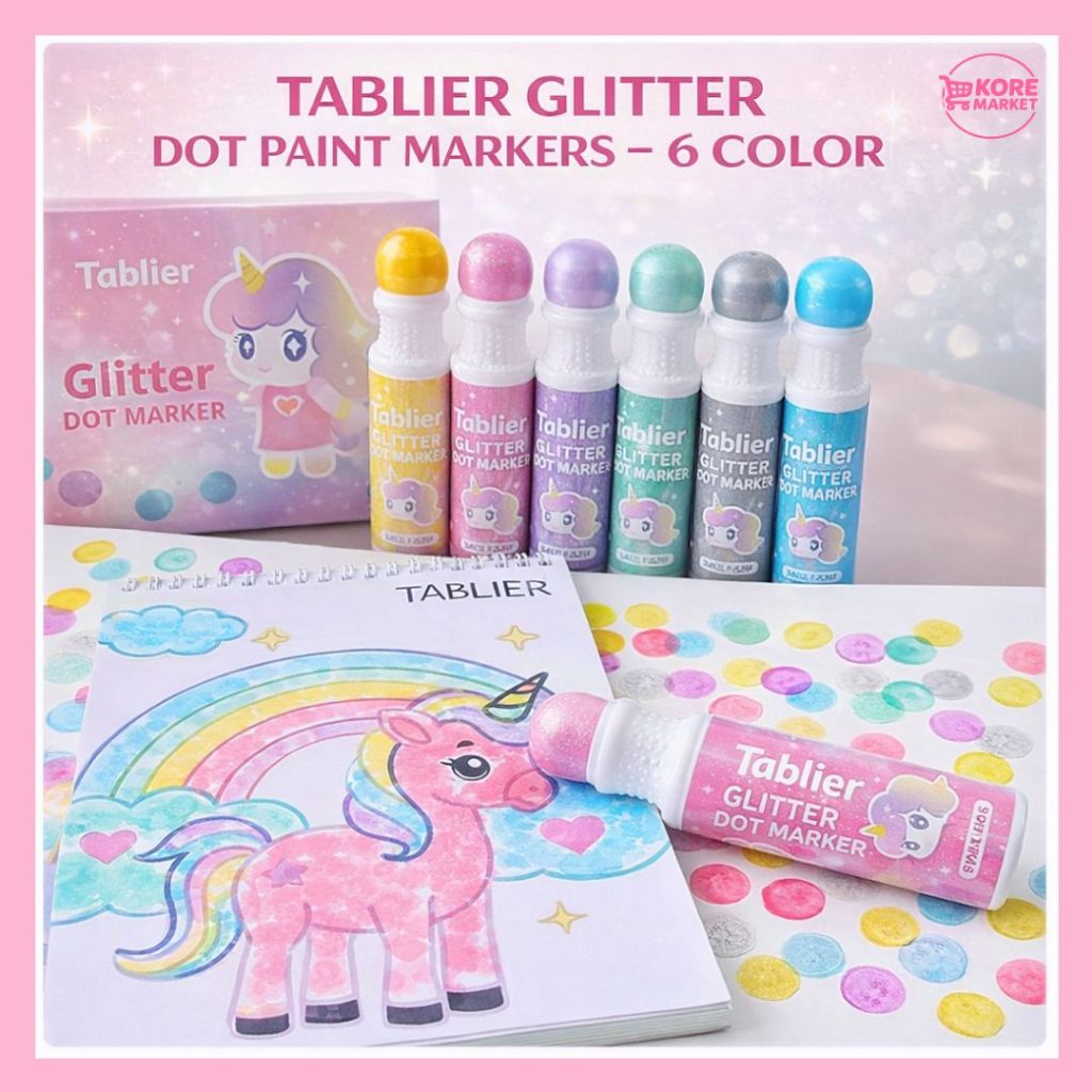 TABLIER GLITTER DOT PAINT MARKERS – 6 สี DOT ART PAINT SET 360ML