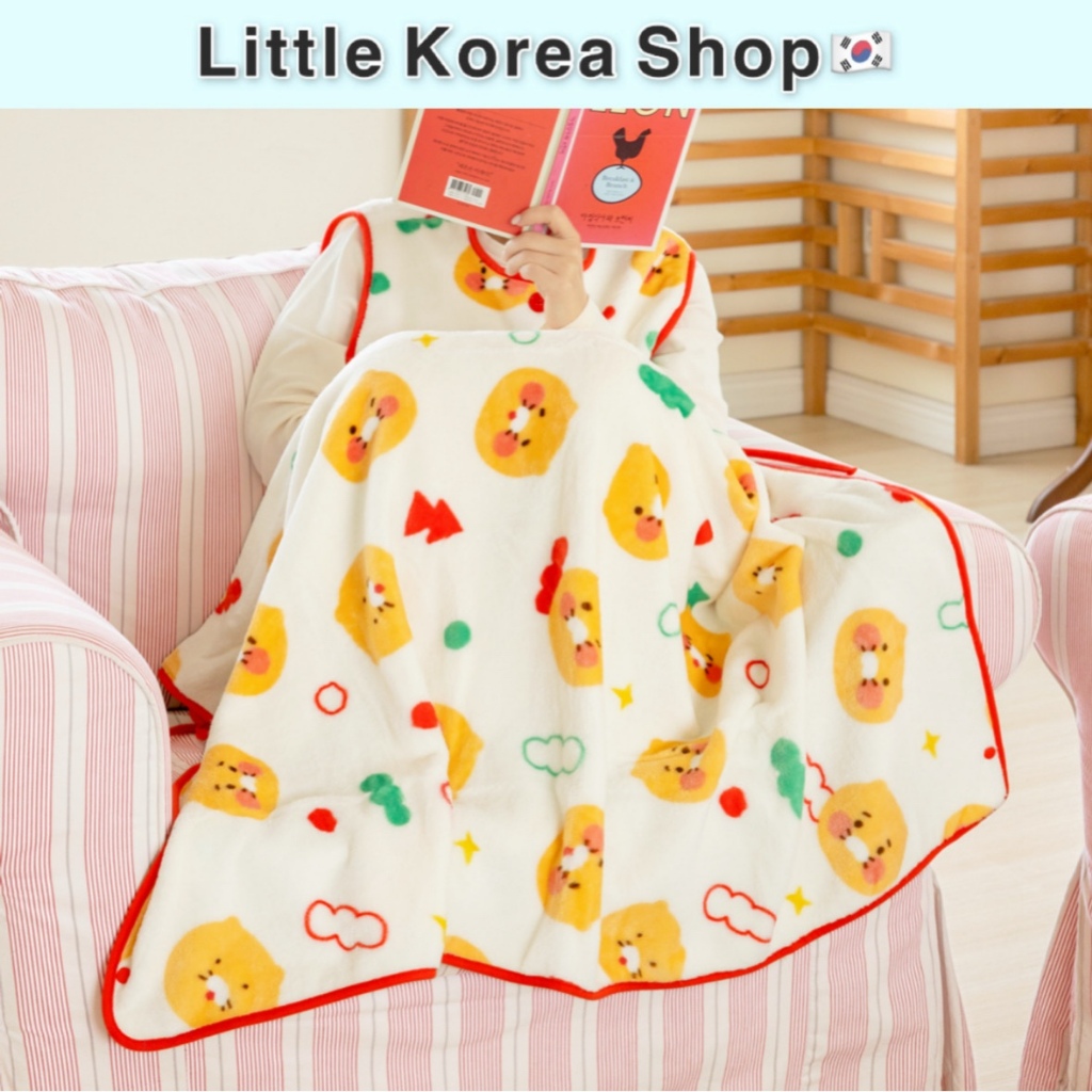 [Kakao Friends] ผ้าห่มเข่านุ่ม 120x80cm , 312g / ปุ่ม Snap + ผ้าห่มดีไซน์สายรัดเอว / ผ้าห่มเข่าสําหร