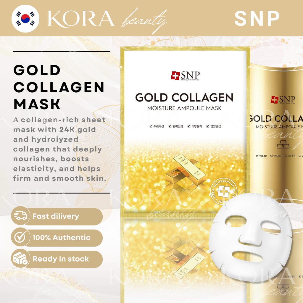 SNP Gold Collagen Ampoule Mask 10 ชิ้น | Hydrating Sheet Mask Set