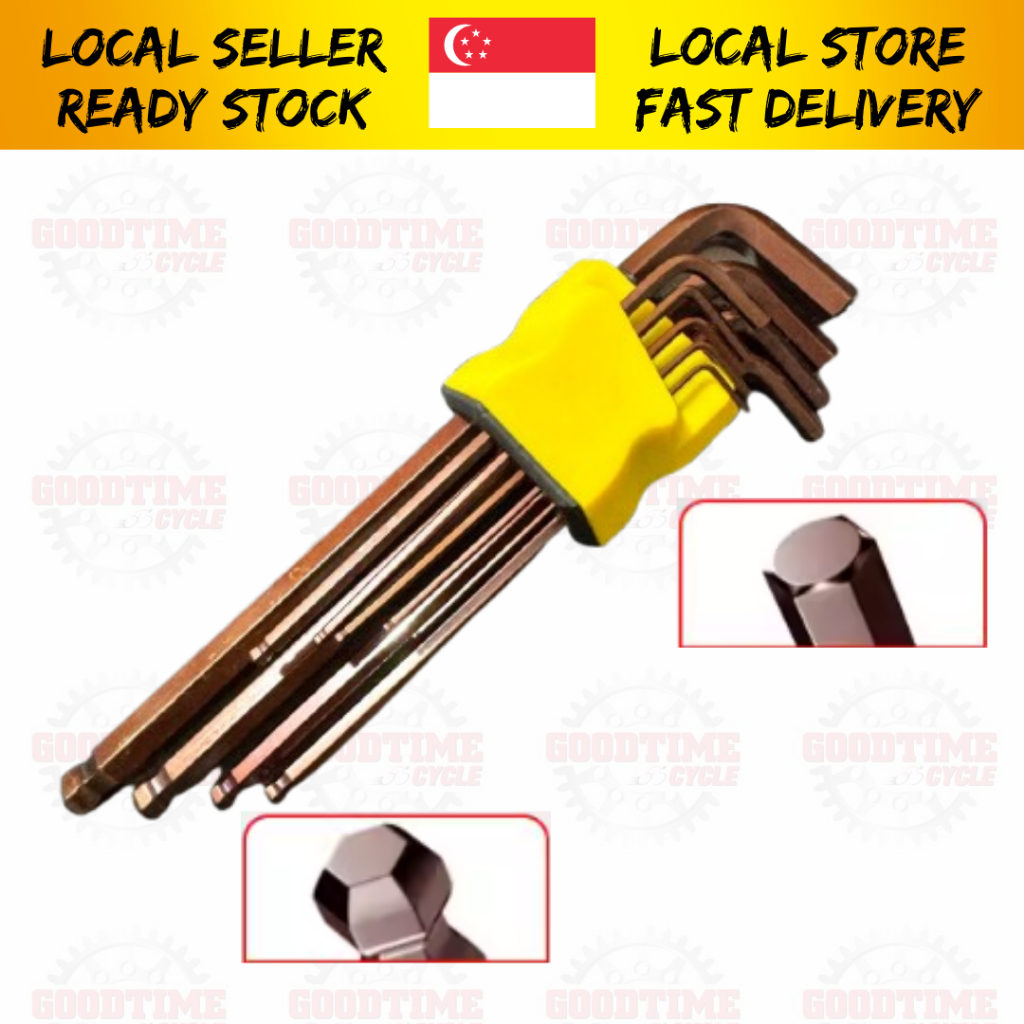 9 ชิ้น Allen Key Ball Point ชุดแขนยาว Hex Allen Key ประแจเครื่องมือ