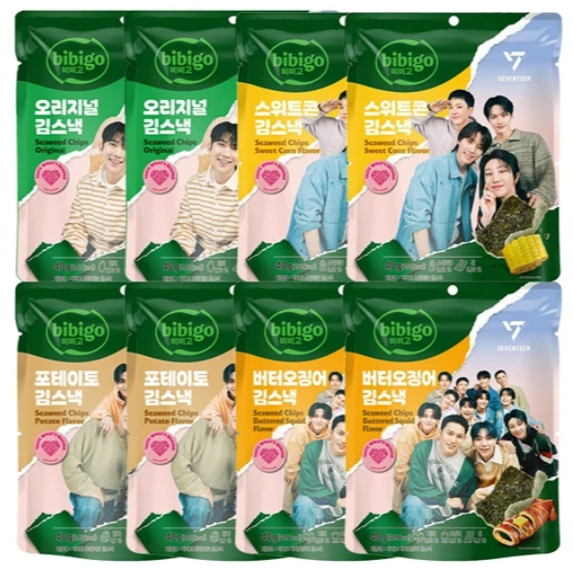 [Bibigo] SEVENTEEN Edition Gim Snack Set - 4 รสชาติ (ดั้งเดิม / ข้าวโพดหวาน / มันฝรั่ง / ปลาหมึกเนย)