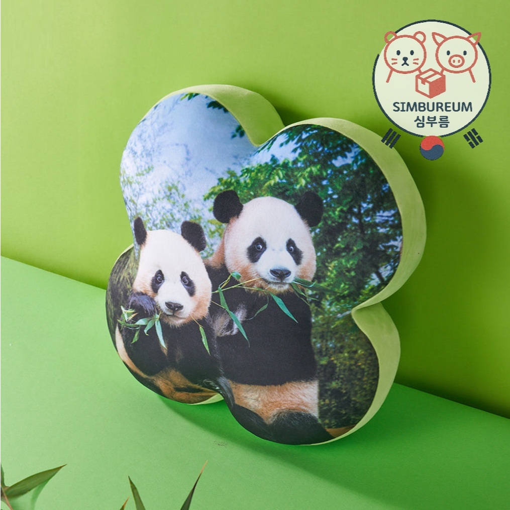 [Everland] Korea Officials Panda Bao Family Ruibao Huibao Lucky Clover Cushion