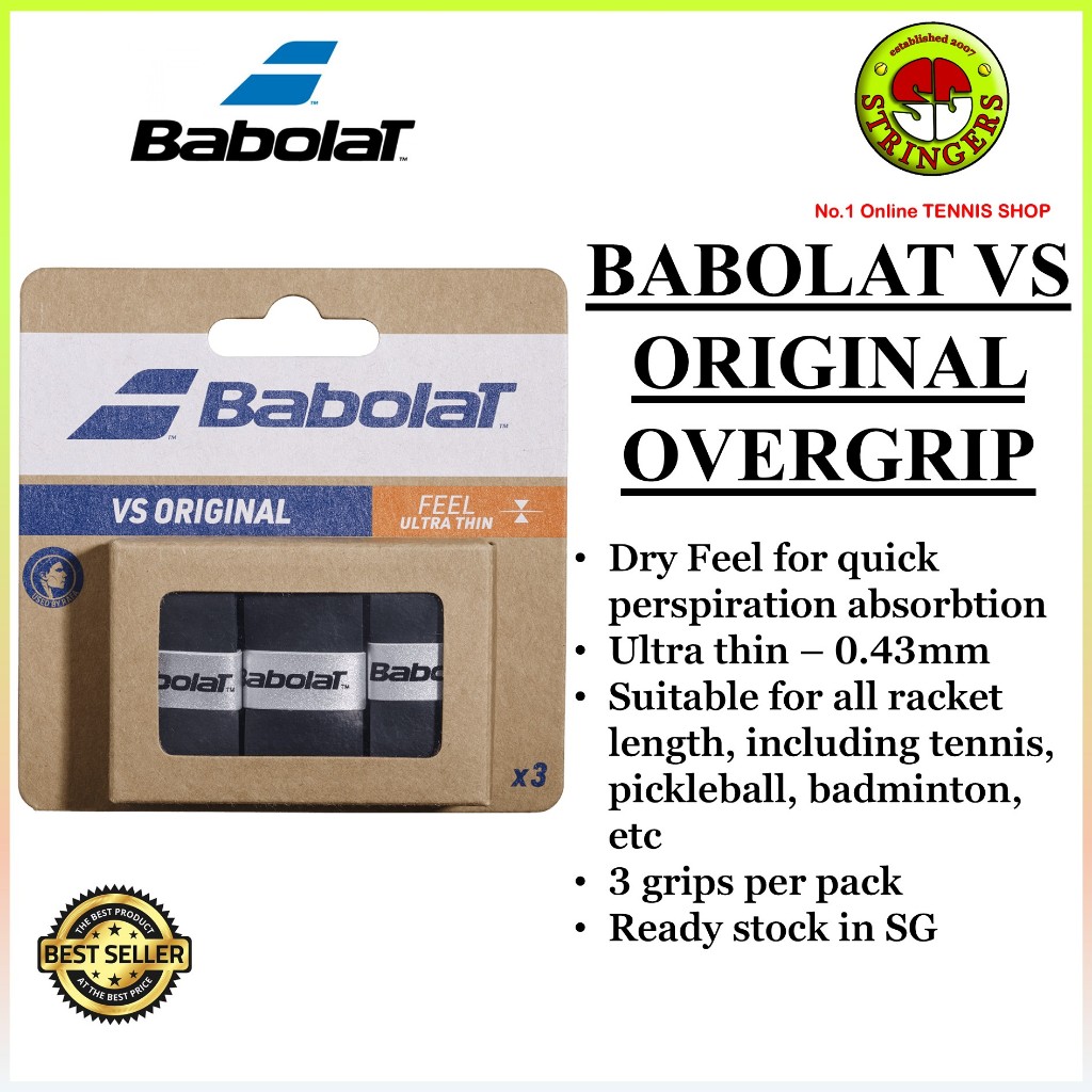 Babolat VS Overgrip [เหมาะสําหรับเทนนิส, แบดมินตัน, พาเดล, ลูกดองและกีฬาแร็กเก็ตอื่นๆ]