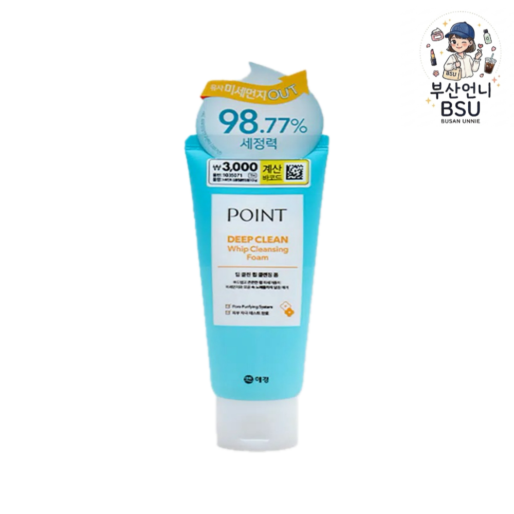 [daiso] โฟมล้างหน้า Point Deep Clean Whip 100g, 1 ชิ้น / โฟมล้างหน้าเกาหลี / สูตร Deep Clean by BSU