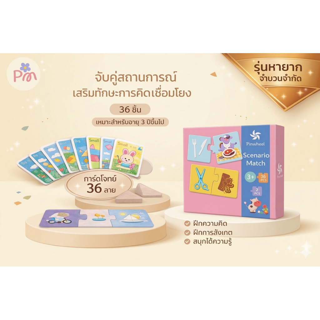 พร้อมส่ง ของเล่นเด็ก เกมฝึกคิดวิเคราะห์ Scenario Match Puzzle By Pinwheel เกมจับคู่สถานการณ์ ฝึกเชาว