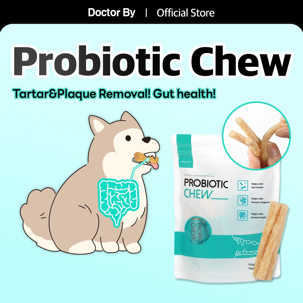 [Doctor By PROBIOTICS CHEW] ลูกสุนัขทันตกรรมเหงือกแลคโตบาซิลลัสฟันขนมรักษาสําหรับสุนัข (10 แท่ง)