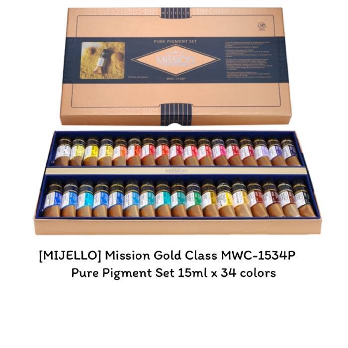 [MIJELLO] Mission Gold Class MWC-1534P Pure Pigment Set 15ml x 34 สี / K-ART