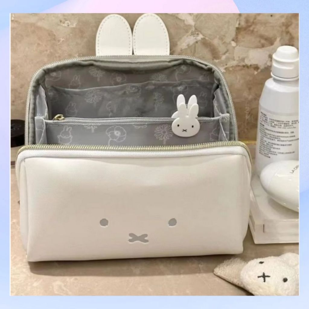 Miffy Bunny กระเป๋าเครื่องสําอางกระเป๋าแต่งหน้าน่ารักอเนกประสงค์กระเป๋าเดินทางกระเป๋าใส่อุปกรณ์อาบน้