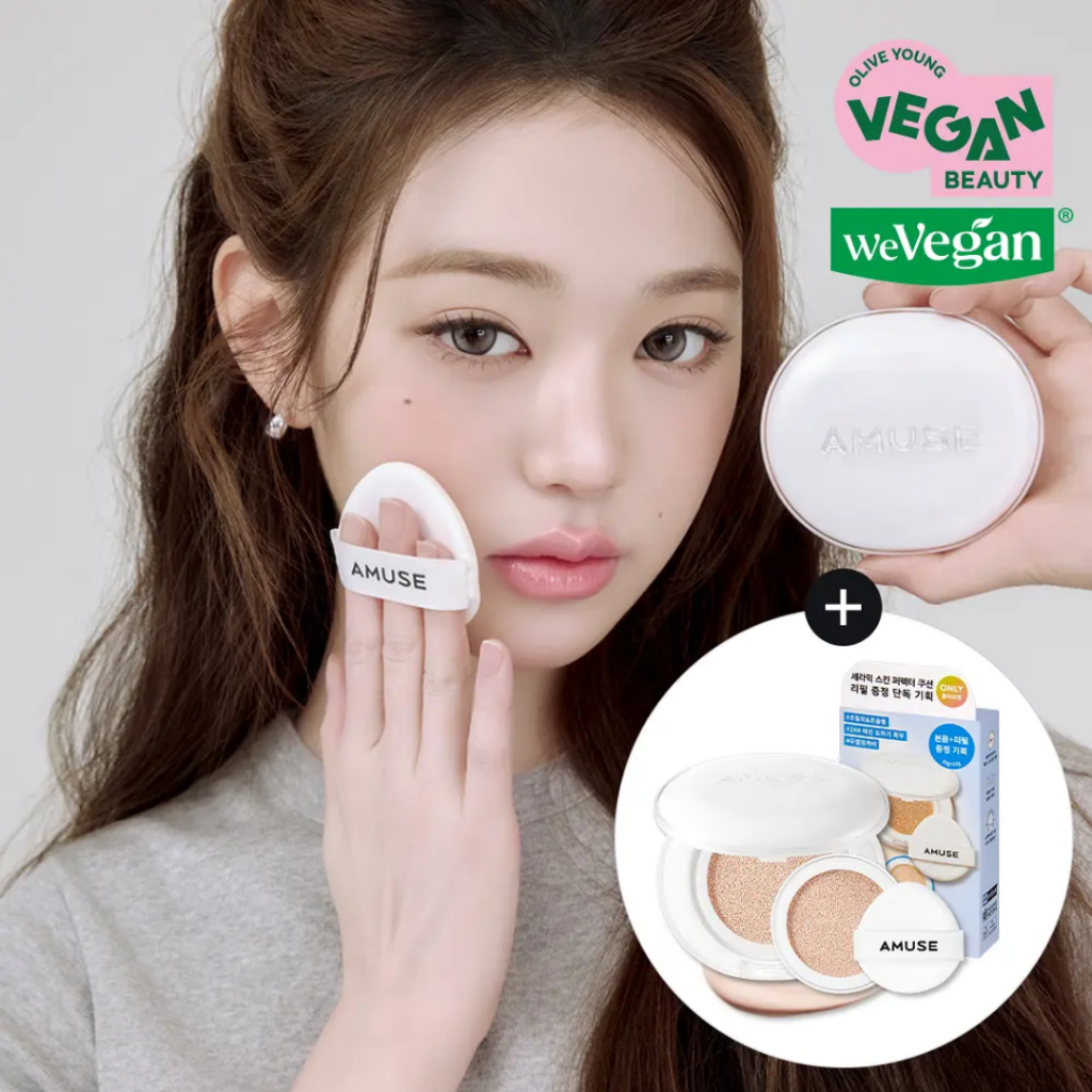 เกาหลี Amuse Vegan Ceramic Skin Perfector Cusion Foundation Original Refill Water Glow Cushion High 