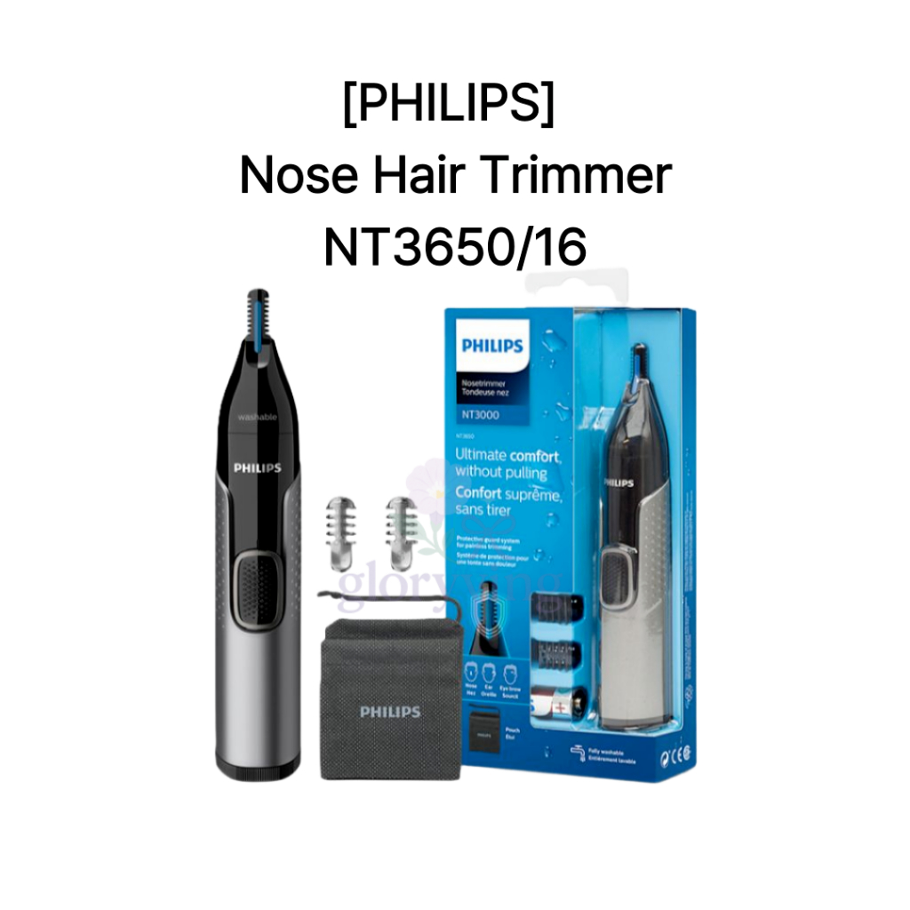 [PHILIPS] เครื่องเล็มขนจมูก NT3650/16 | ใบมีดแม่นยําสองด้าน | การออกแบบยามเซฟตี้ | กันน้ําล้างทําควา