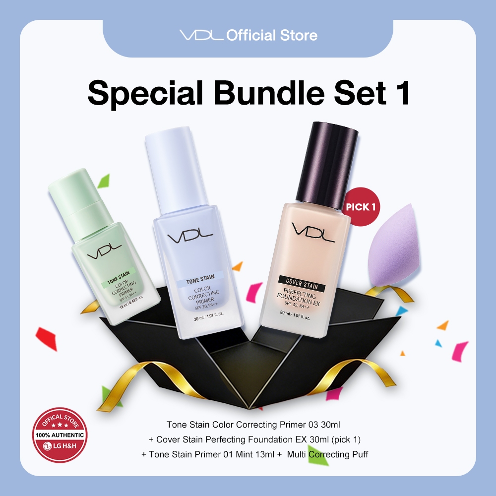 [SAVE 50%] VDL ชุดพิเศษ: (ไพรเมอร์ | ชีคบลัชออน08/01 | รองพื้น Ex |  ไพรเมอร์ 13 มล | พัฟ | ไม้พาย) 