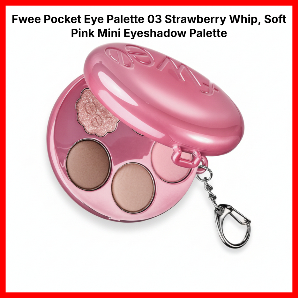 Fwee Pocket Eye Palette 03 Strawberry Whip, Soft Pink Mini Eyeshadow Palette