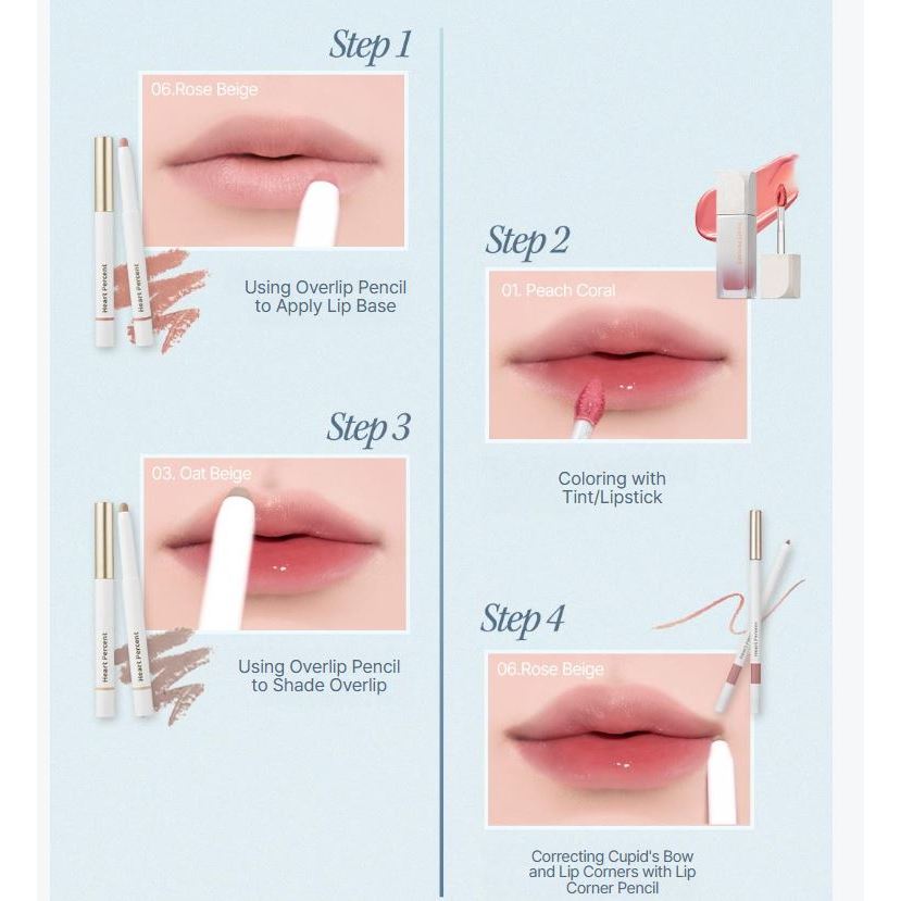 Heart Percent Dote On Mood Lip Pencil Natural Overlip Smudging Waterproof Liner Lip Makeup ราคา ถูกที่สุด ดีลบีเคเค แกลเลอรีภาพที่ 6