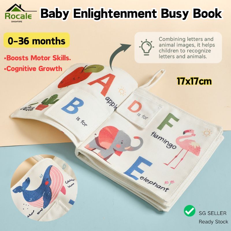 [ผู้ขาย SG] Baby Enlightenment Busy Book หนังสือผ้าเด็ก Montessori การ์ตูนเด็กวัยหัดเดิน Quite Book 