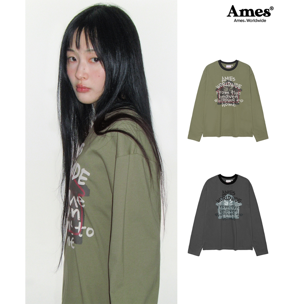 [AMES] HOMEBOUND LS TEE_สไตล์เกาหลี