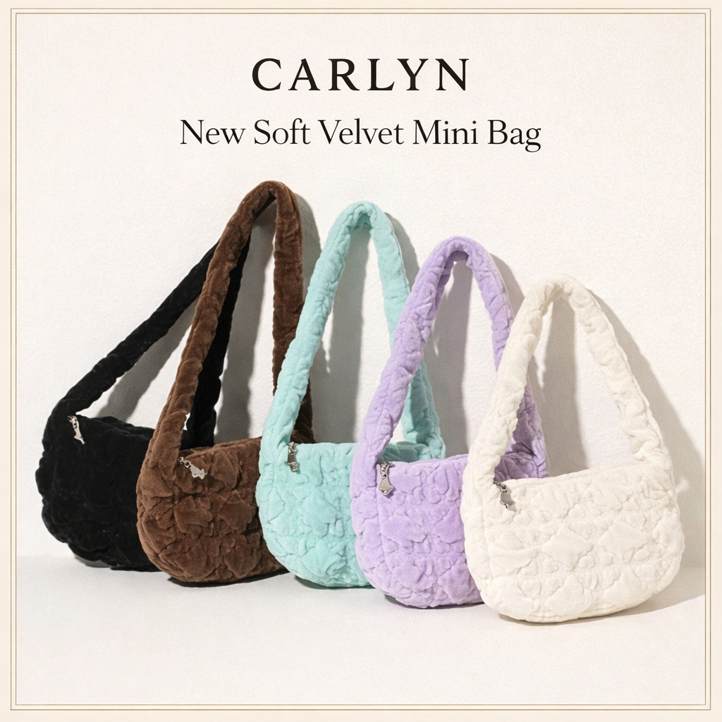 [Carlyn] กระเป๋าสะพาย Mini Quilted Soft Velvet