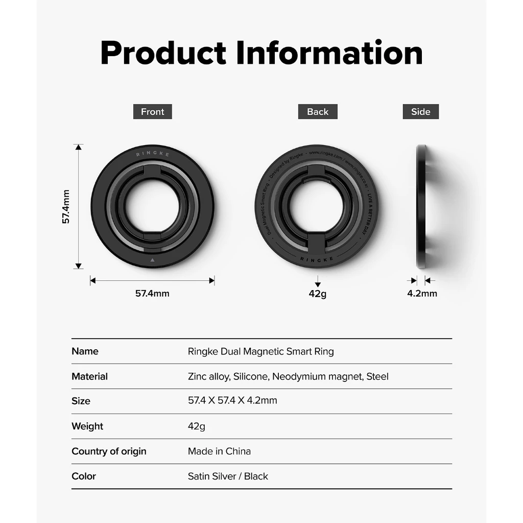 Ringke Dual Magnetic Smart Ring สำหรับสมาร์ทโฟนและอุปกรณ์เสริมต่างๆ ที่จับโทรศัพท์แบบแม่เหล็กสองด้าน อุปกรณ์เสริม thumbnail 10
