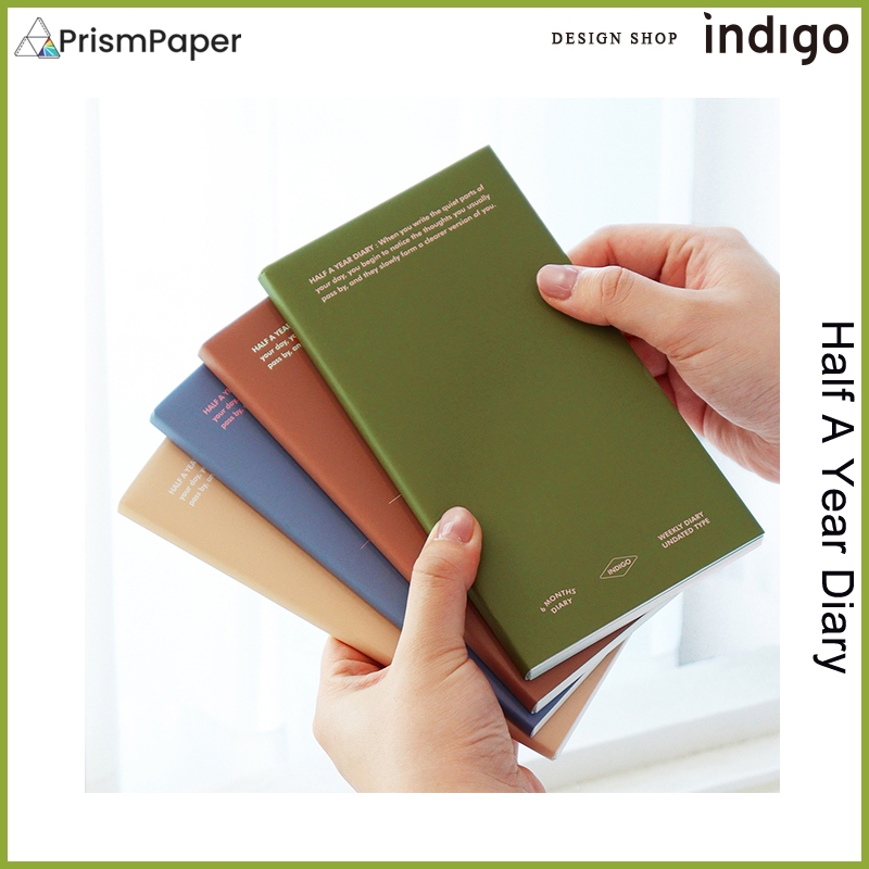 Indigo Handy Half A Year Diary สมุดบันทึกรายสัปดาห์ 6 เดือน Planner Undated Scheduler Study Plan