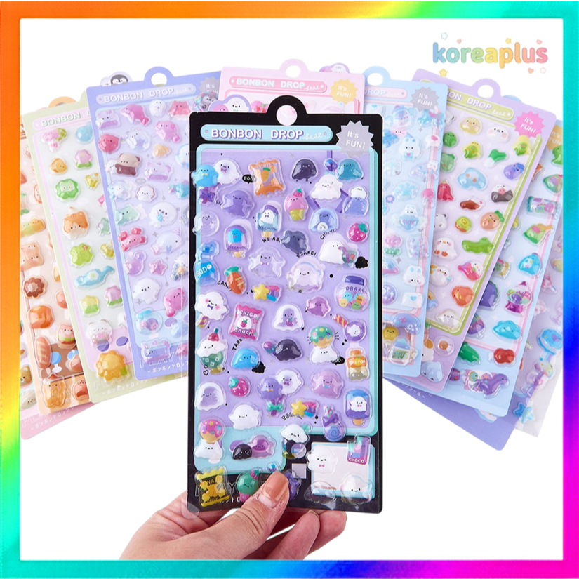 [WonderJoy] ชุดสติ๊กเกอร์ BonBon Drop (10 ออกแบบ) นําเข้าอย่างเป็นทางการ / ชุดสติ๊กเกอร์ 3D Puffy