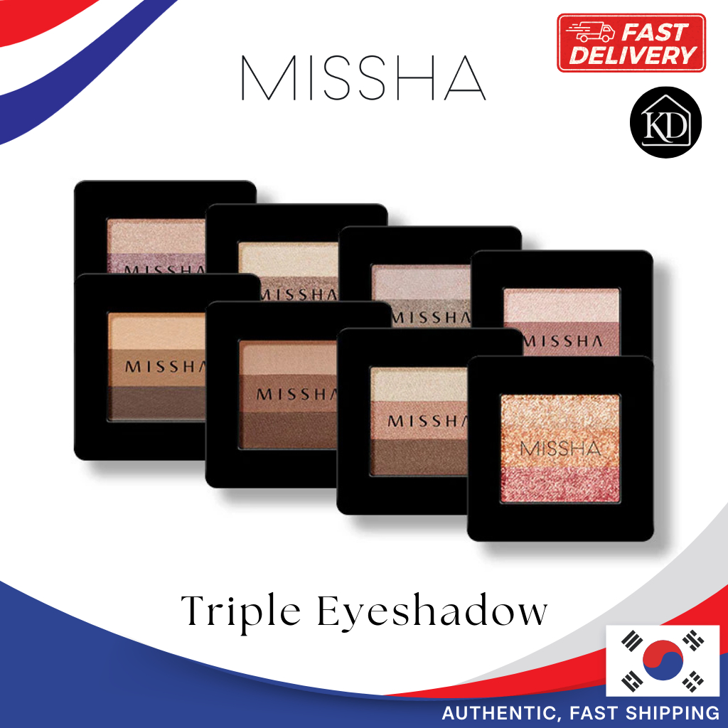 MISSHA Triple Eyeshadow - พาเลทอายแชโดว์ไล่โทนสี 3-in-1 - กะทัดรัด, กะทัดรัด, มือใหม่หลายโทนขนาดกะทั