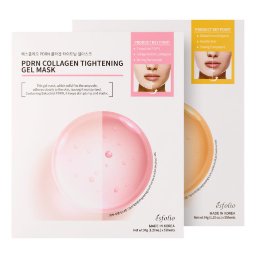 Esfolio Gel Mask Set (ตัวละ 5 แผ่น) / PDRN Collagen Tightening Gel Mask (x5) หรือ Glutathione Bright