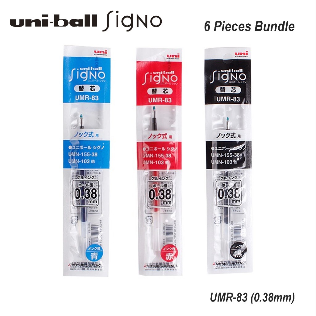Uni-ball Signo RT Pen Refill UMR-83 (0.38mm) สําหรับ UMN-138 (มัด 6 ชิ้น)
