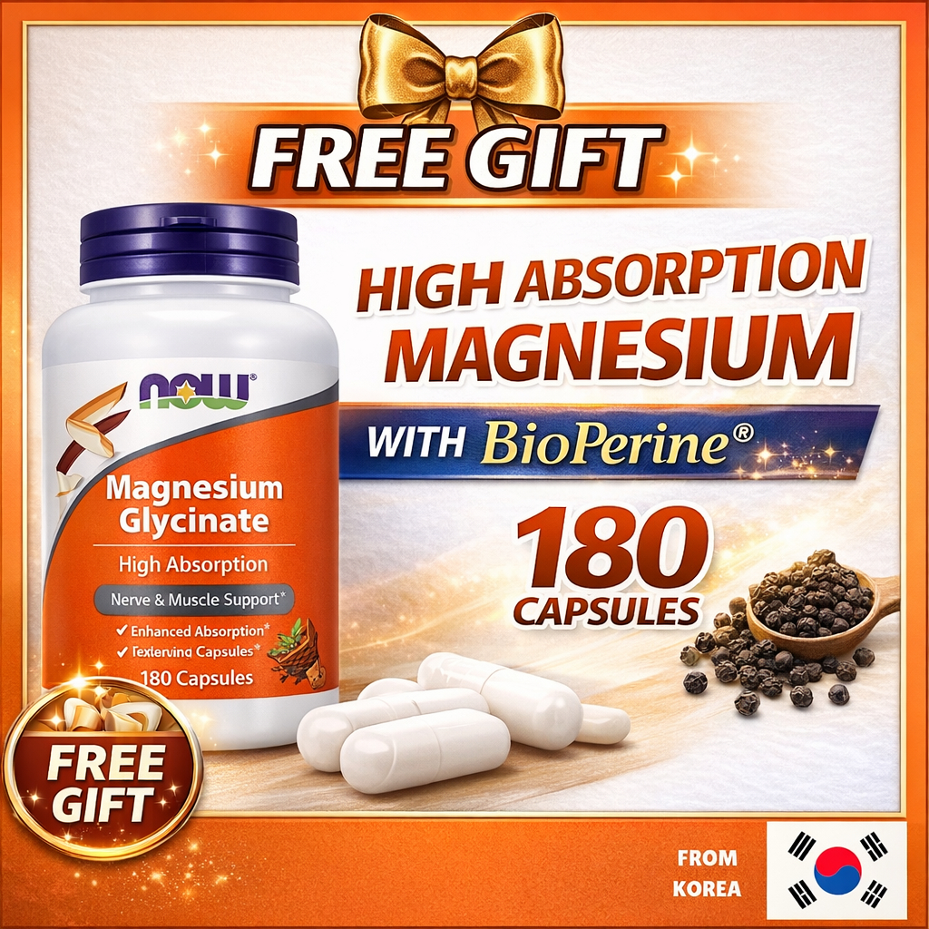 [NOW Foods] Magnesium Glycinate พร้อม BioPerine® แคปซูลผัก 180 แคปซูล