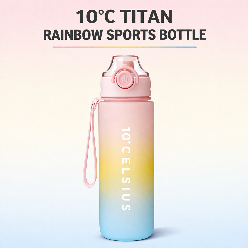 10°C Tritan Rainbow Sports Bottle 600ml, 1L / Pink Green Blue Grey