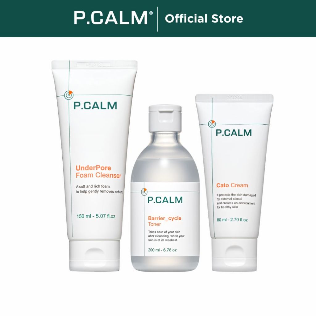 [P.CALM] Barrier cycleToner 200ml  + Underpore cleanser 150ml + Cato Cream 80ml เซตดูแลผิวแพ้ง่าย
