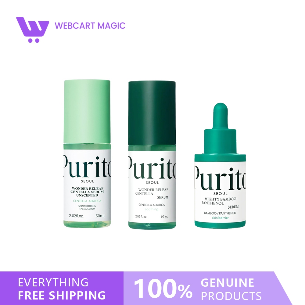 PURITO SEOUL Wonder Releaf Centella Serum Unscented 60ml/Mighty Bamboo Panthhenol Serum 30ml/Wonder 