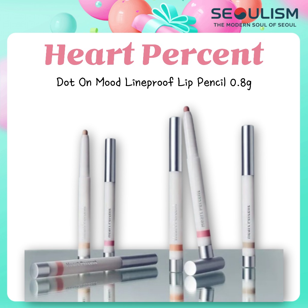 🇰🇷[Heart Percent] Dot On Mood Lineproof Lip Pencil 0.8g | ลิปไลเนอร์ แม่นยํา | ลิปเมคอัพเกาหลี