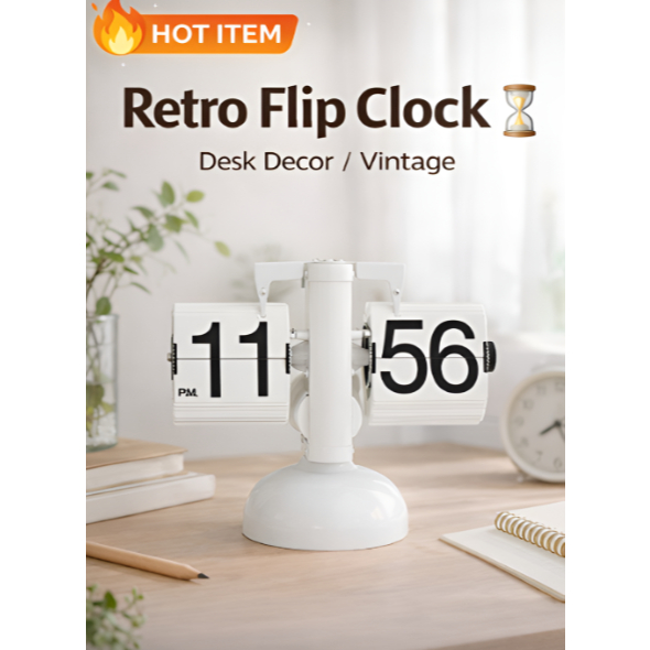 Retro Flip Clock/Premium Retro Flip Clock Vintage Desk Decor/Retro Flip Clock 6000 + ขายในเกาหลี Vin