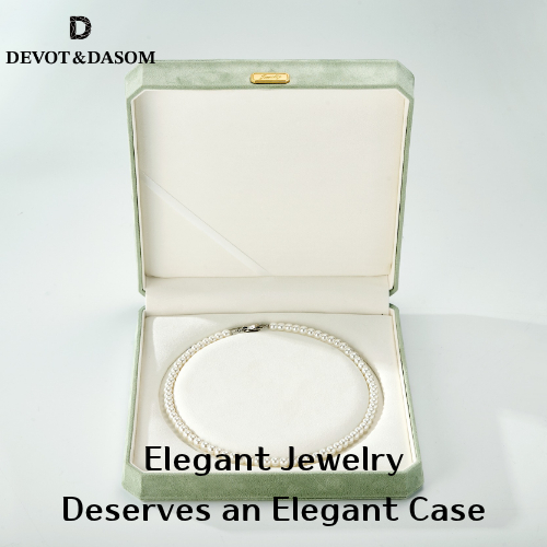 กล่องเครื่องประดับสร้อยคอ Octagon สีพาสเทล Suede ผลิตในเกาหลี