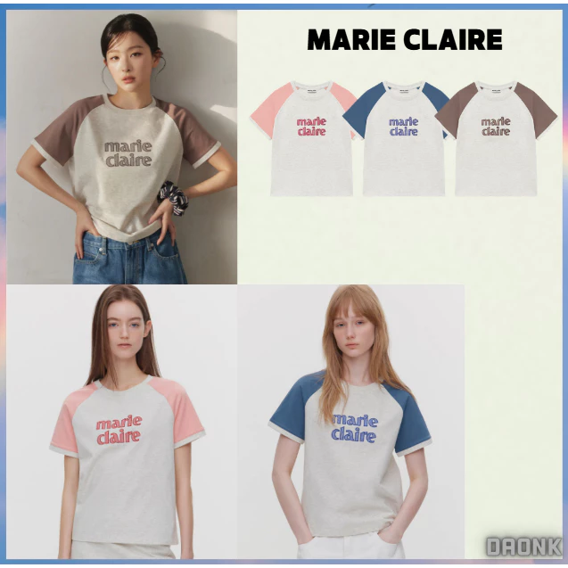 [ MARIE CLAIRE ] เสื้อยืดแขนสั้น Colorblock Patch Raglan (MAGBTS02MPK) 3COLOR korea แท้ 100%