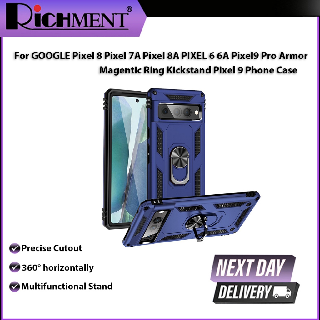 SG SELLER สําหรับ GOOGLE Pixel 8 Pixel 7A Pixel 8A PIXEL 6 6A Pixel9 Pro Armor Magentic Ring Kicksta