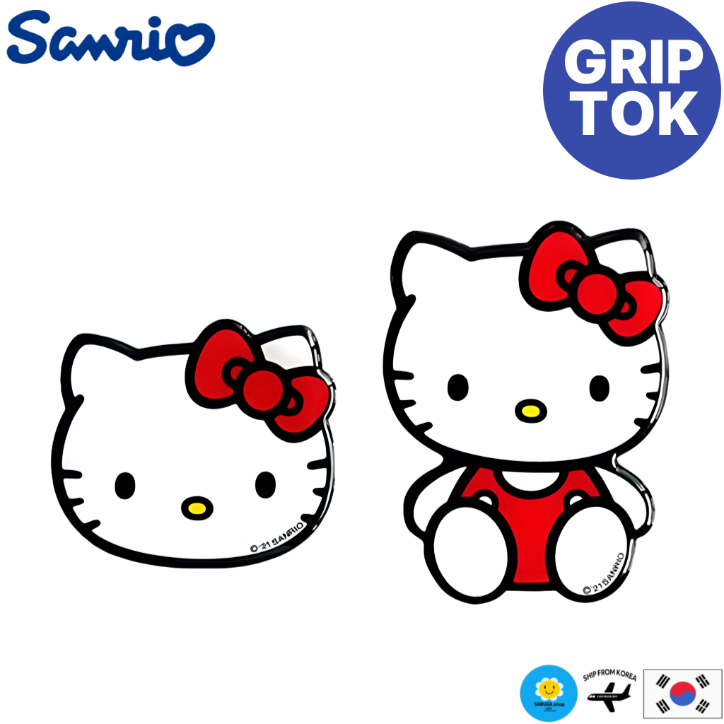 Hello Kitty Smart Phone Grip Holder 2 แบบ | ปรับได้ 3 ขั้นตอน | กริปง่ายที่เสถียร | ผลิตในเกาหลี