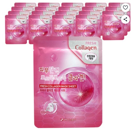 3W Clinic Fresh Collagen Sheet Mask (20 ชิ้น)