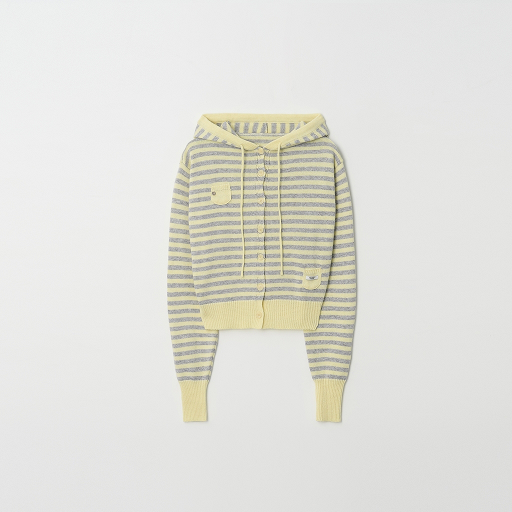 [RONRON] Mini Pocket Hooded Knit Cardigan  / 2colors ราคา ถูกที่สุด ดีลบีเคเค แกลเลอรีภาพที่ 6