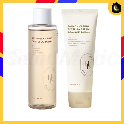 Heveblue Salmon Caring Centella Toner 200ml Cream 100ml Skin Barrier Soothing Relief