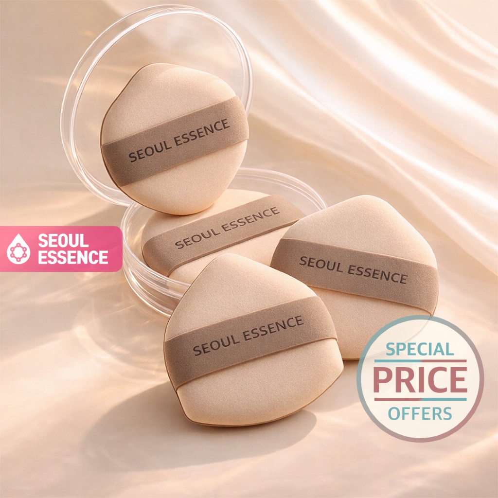 SEOUL ESSENCE Cloud Fit Latte Puff – พัฟแต่งหน้าสองด้านแบบพลิกกลับได้, ฟองน้ํารองพื้นแบบเปียกและแห้ง – โปรปัง