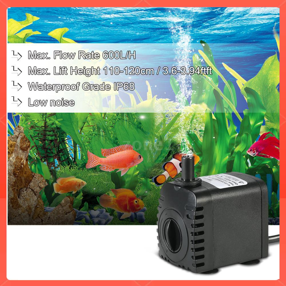 zone 600 l/h 8 w ปั๊มน้ําพุสําหรับตู้ปลาและระบบไฮโดรโปนิก 2 หัวฉีด ac 110v