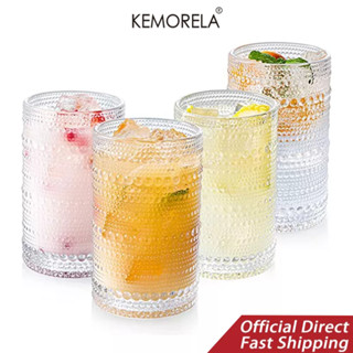 KEMORELA แก้วน้ําคริสตัลใส ลายนูน สไตล์วินเทจ โรแมนติก ขนาด 350 มล. สําหรับใส่เครื่องดื่ม เบียร์