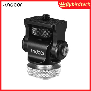 FLY Andoer 180° Rotary Mini Ball Head Ballhead Hot Flash Shoe Mount Adapter 1/4 Inch Screw with Wrench for DSLR Camera Microphone LED Video Light Monitor Tripod Monopod