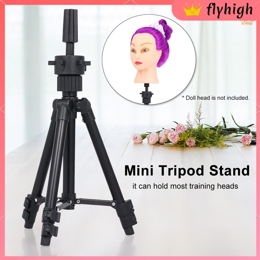 F & H Mini Tripod Stand Metal Adjustable Cosmetology Hairdressing Training Mannequin Head Wig Stand 