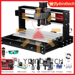 FLY 5500mw เครื่องแกะสลัก CNC 3018 Pro GRBL 3 แกน Pcb พร้อมตัวควบคุมออฟไลน์ พร้อม ER11 และแกนขยาย 5 มม. พื้นที่ทำงาน 300 * 180x40 มม.